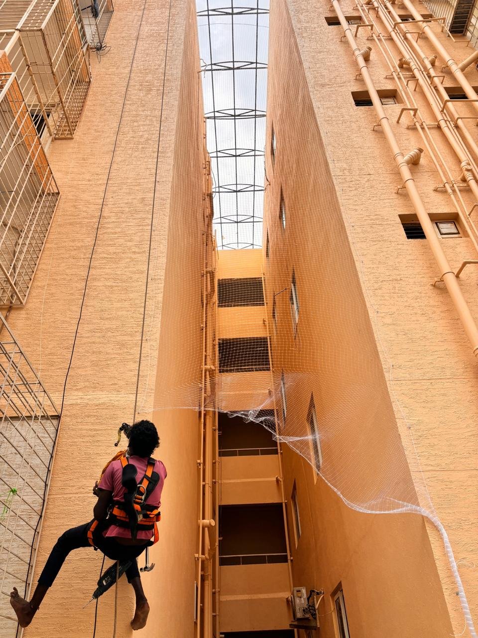 Duct area safety nets in MG Road Bangalore